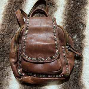 Genuine leather backpack purse